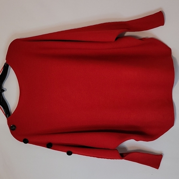 Greige Red Dolman Sleeveless Ribbed Sweater - Picture 7 of 15